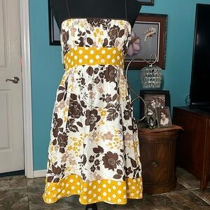 Jodi Kristopher size 7/8 cream sundress with brown and mustard flowers